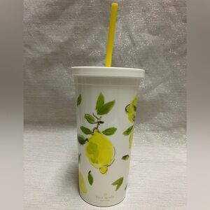 Kate Spade Lemon Tumbler with Yellow Straw